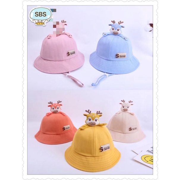 Mũ bo vành thêu chữ chóp con Hươu cho bé trai bé gái , phù hợp 5 tháng - 4 tuổi