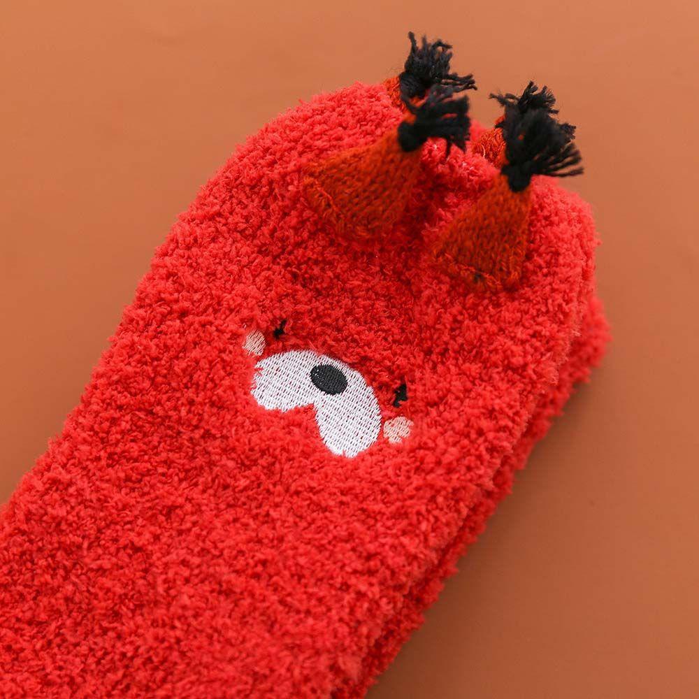 Vớ Lông Cừu San Hô Mềm Mại Cổ Cao In Hình Gấu Hoạt Hình Dễ Thương Thích Hợp Làm Quà Tặng Mùa Thu Đông