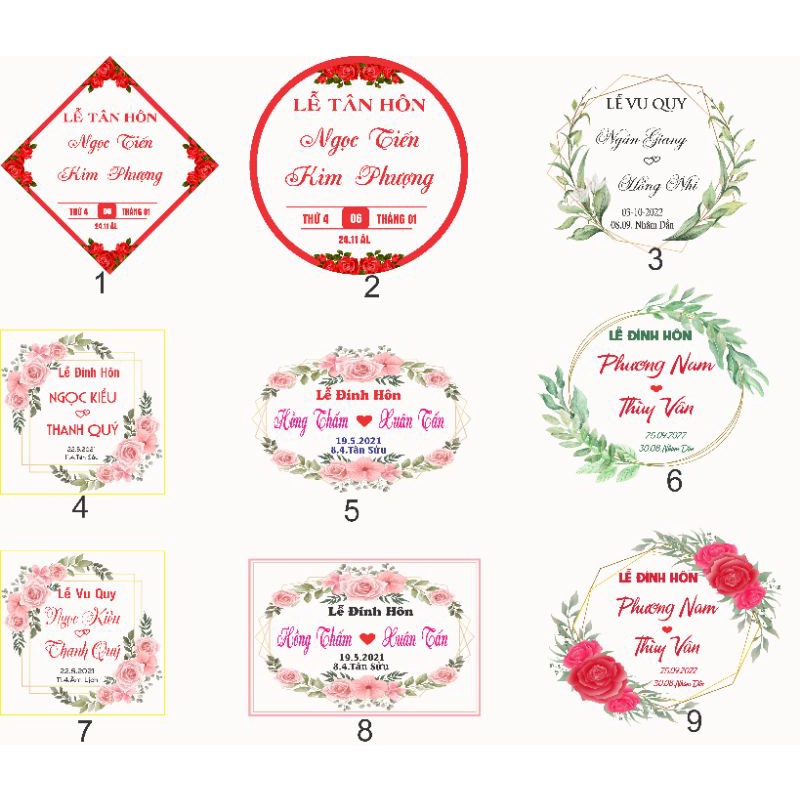 (1-9)mẫu bảng tên trang trí đám cưới