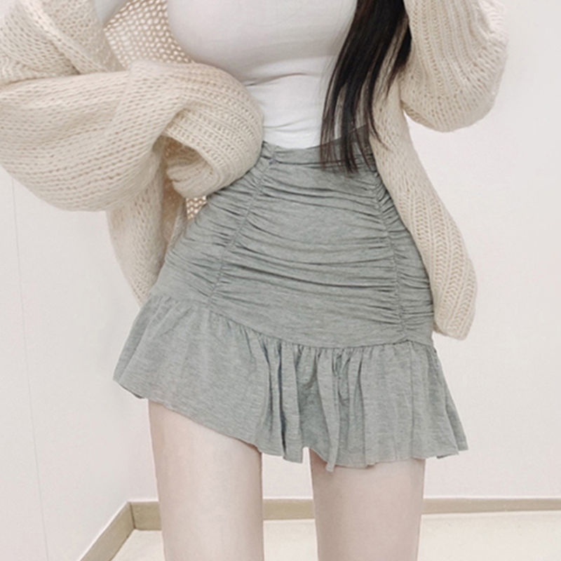 Jiashucheng Chân Váy Ngắn Xếp Ly Ôm Dáng Eo Cao Vừa Vặn Dễ Thương Phong Cách Dongdaemun Hàn Quốc Cho Nữ