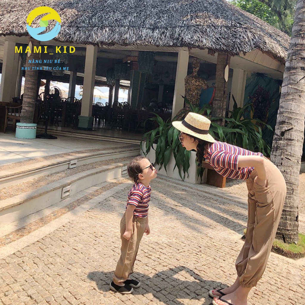 Đồ Đôi Mẹ Và Bé, Áo Thun Tăm mặc Hè Thu kẻ chất mềm, siêu co giãn, shop MAMIKID