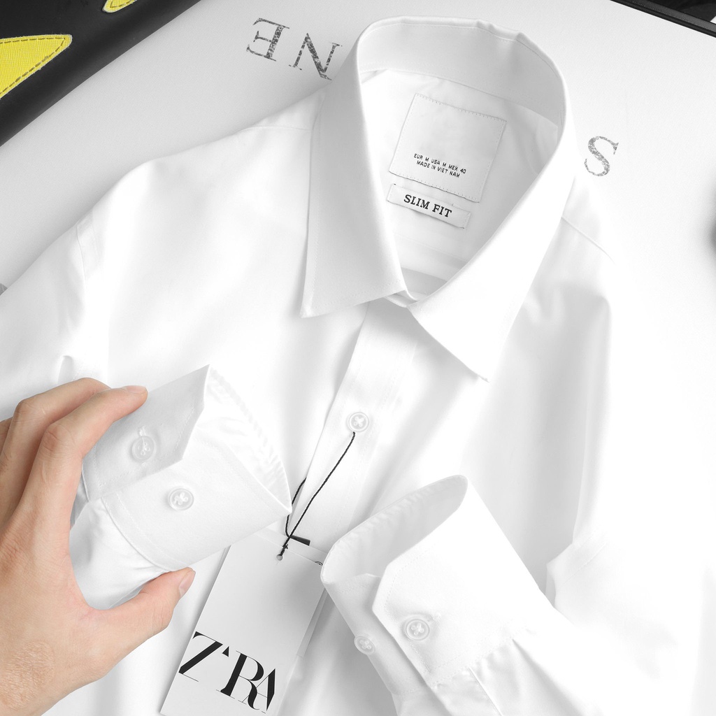 Áo Sơ mi nam dài tay công sở không nhăn, vải cotton lụa, thấm hút mồ hôi tốt, fomr chuẩn màu trắng SMT01 | BigBuy360 - bigbuy360.vn
