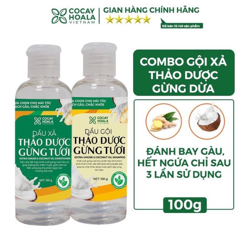 Dầu Gội Sạch Gầu Thảo Dược Gừng Dừa Cocayhoala SIZE MINI. Đánh bay gàu giảm ngứa, ngăn rụng tóc, kích mọc tóc.