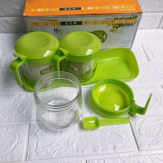 [TRỌN BỘ KÈM KHAY] Bộ 3 hủ thủy tinh đựng gia vị kèm khay - khay đựng gia vị nhà bếp có muỗng