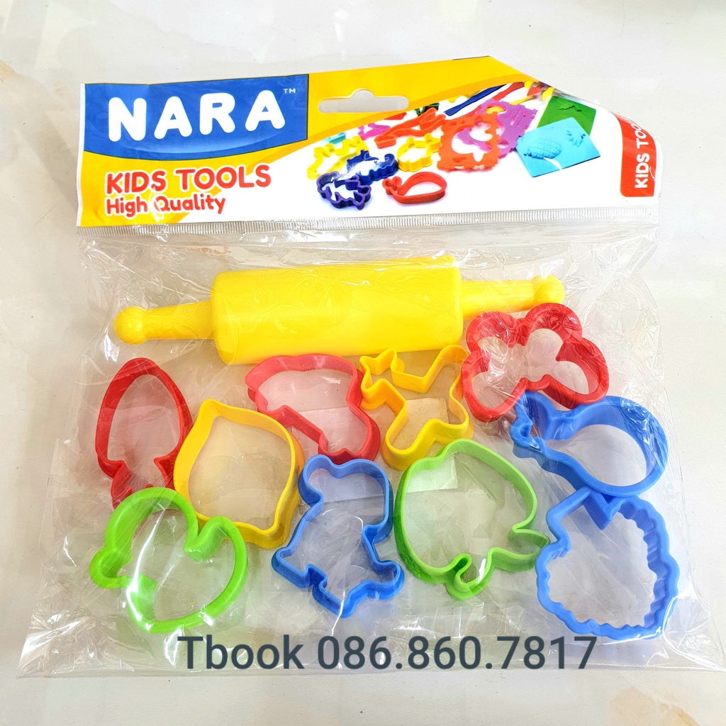 Bộ 10 Khuôn + lăn Nặn Đất Sét Kiddy Clay ST10SMR