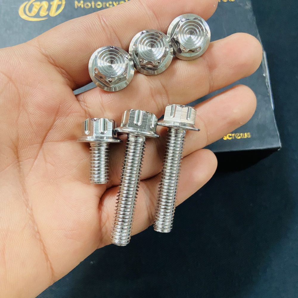 Ốc kiểu xe máy, bộ sưu tập ốc INOX SALAYA thái xoắn 8ly1, 8ly2, 8ly3, 8ly4 trang trí xe máy siêu sáng bóng