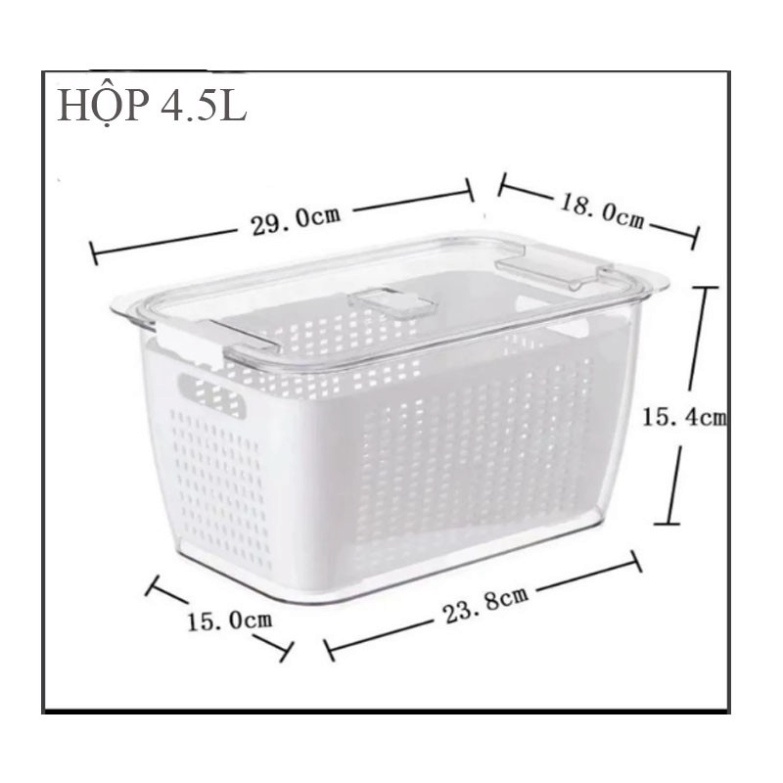 Hộp Nhựa Đựng Thực Phẩm Tủ LạnhCó Lỗ Thoát Nước Khóa Thoát Khí Dễ Dàng Bảo Quản Rau Củ