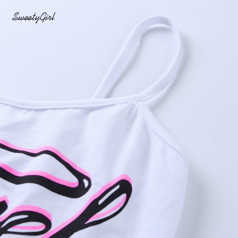 Áo Tank Top Cổ Tròn In Chữ Màu Tương Phản Thời Trang 2022 Quyến Rũ Cho Nữ