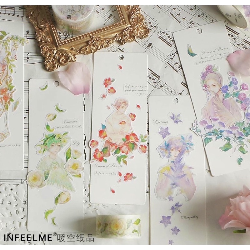 (Chiết theo chu kỳ) 10 mẫu băng dính washi tape thiên nhiên hoa lá