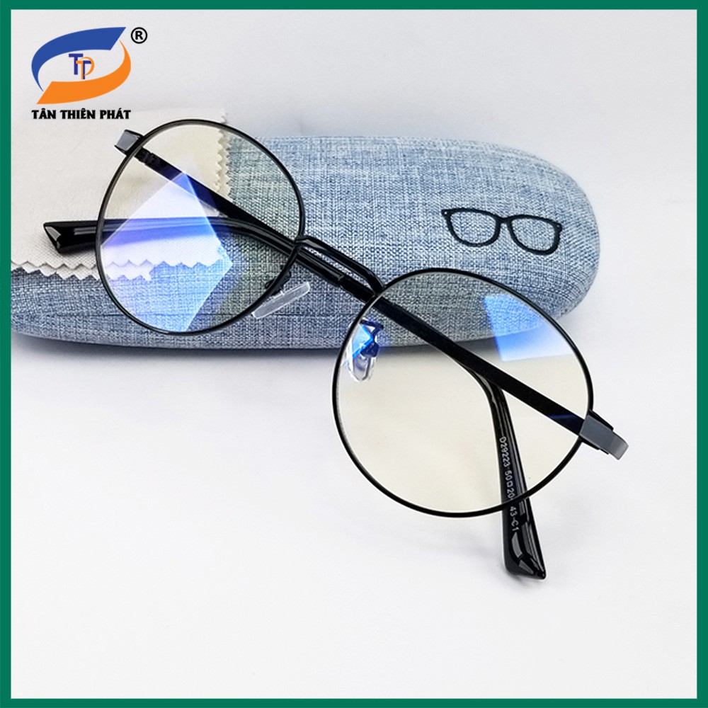 Gọng kính mắt tròn nam nữ kim loại thời trang 29223. Tròng giả cận 0 độ, chống ánh sáng xanh, chống tia UV