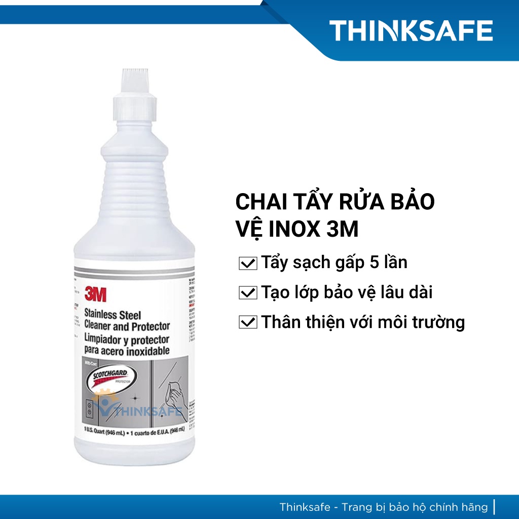 Dung dịch tẩy rửa bảo vệ Inox, thép không gỉ 3M Stainless Steel Cleaner and Protector Scotchgard 946ml - Thinksafe