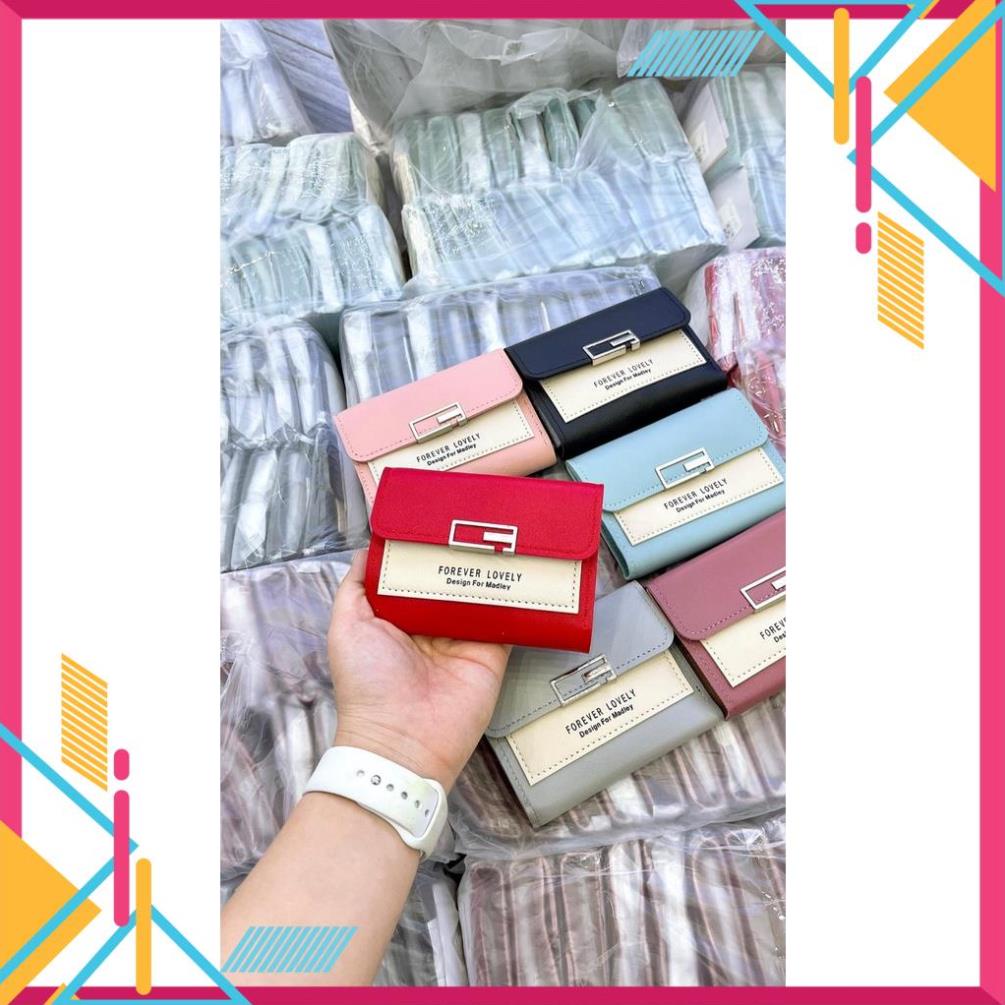 ] Ví in forever young nhiều ngăn tiện dụng,💖FREESHIP💖 ví nữ ngắn da cao cấp