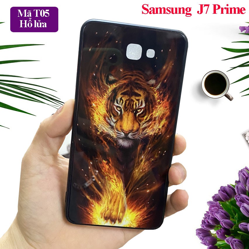 Ốp Samsung J7 Prime - Freeship - Ốp điện thoại ss GalaxyJ7prime mặt kính in hoa văn sang trọng, chống trầy xước,Aha Case