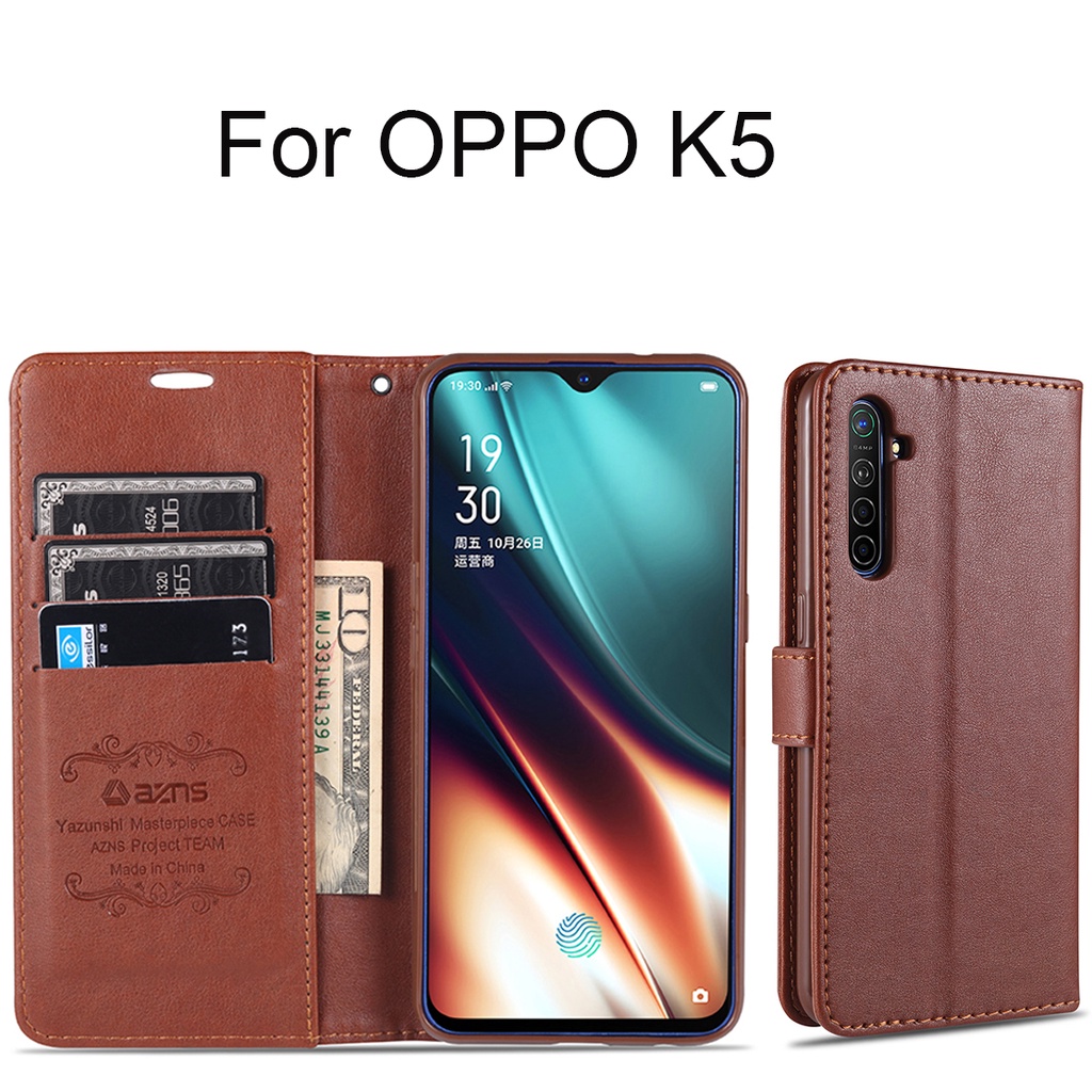 Bao da điện thoại kiểu ví cho OPPO A32 A53 2020 A52 A92 A92s K1 K3 K5 Realme X