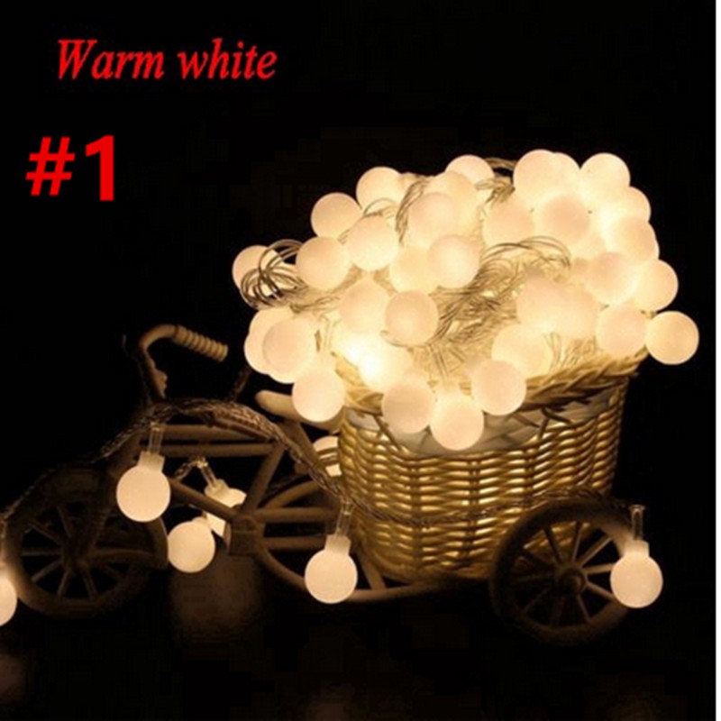 10 đèn LED Chuỗi Tròn Trái bóng Ánh sáng Buổi tiệc Đèn