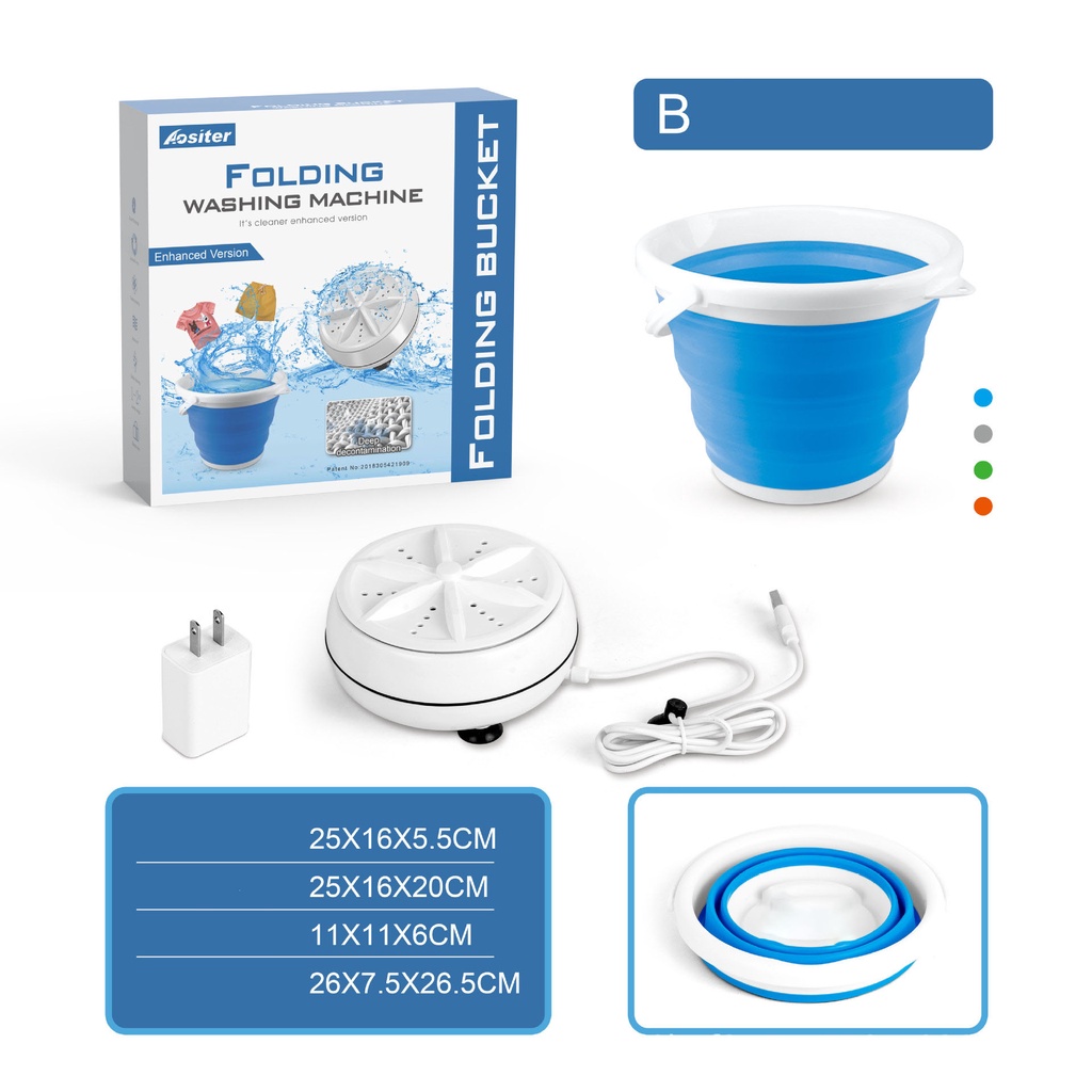 Máy Giặt Đồ Lót / Vớ / Đồ Lót Mini Bằng Silicone 5L Có Thể Thu Gọn Tiện Dụng