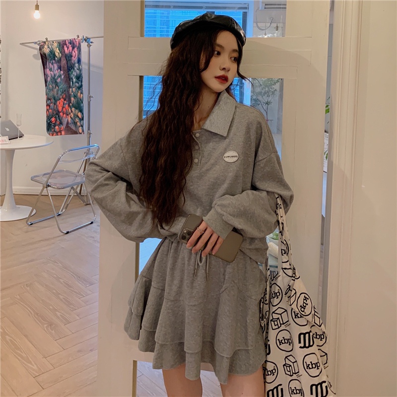 Set Áo Sweter Tay Dài Cổ Polo + Chân Váy Xếp Ly Siêu Xinh. Set Bộ Nữ Đi Chơi Sang Chảnh Kèm Chân Váy Xếp Ly. VL26