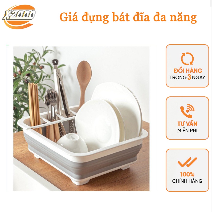 Giá đựng bát đĩa đa năng, Kệ bát đĩa để bàn bằng nhựa gấp gọn tiện dụng tiết kiệm diện tích