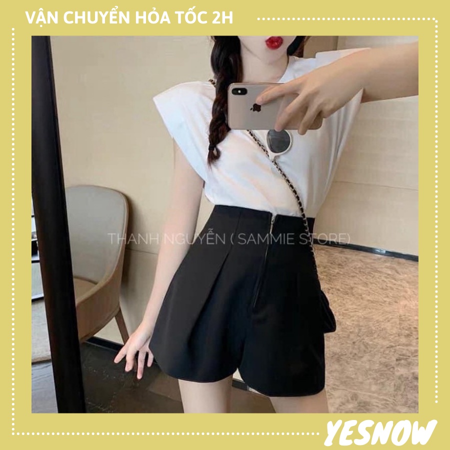 Quần short nữ khóa trước siêu hot, quần short chất tuyết mưa - 3 mầu trắng, den, nâu