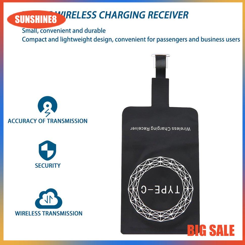【SUN】Type C Qi Wireless Charger Receiver Lightweight Charging Adapter Pad Coil