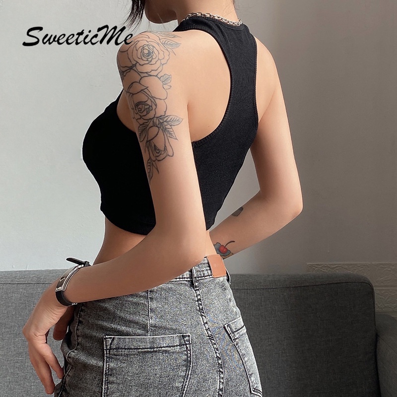 Áo Tank Top Màu Trơn Cổ Tròn Thời Trang Cho Nữ