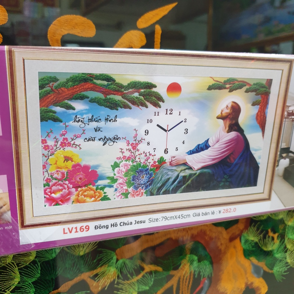 Tranh Đính Đá CHÚA (ĐÁ ABC CAO CẤP). Kích Thước: 79cm x 45cm