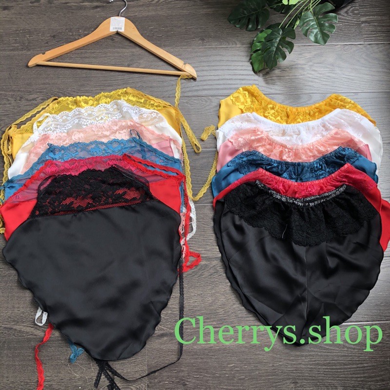 Đồ bộ ngủ sexy -yếm ngủ đùi sexy lụa satin fom dưới 55 kg siêu hot | BigBuy360 - bigbuy360.vn