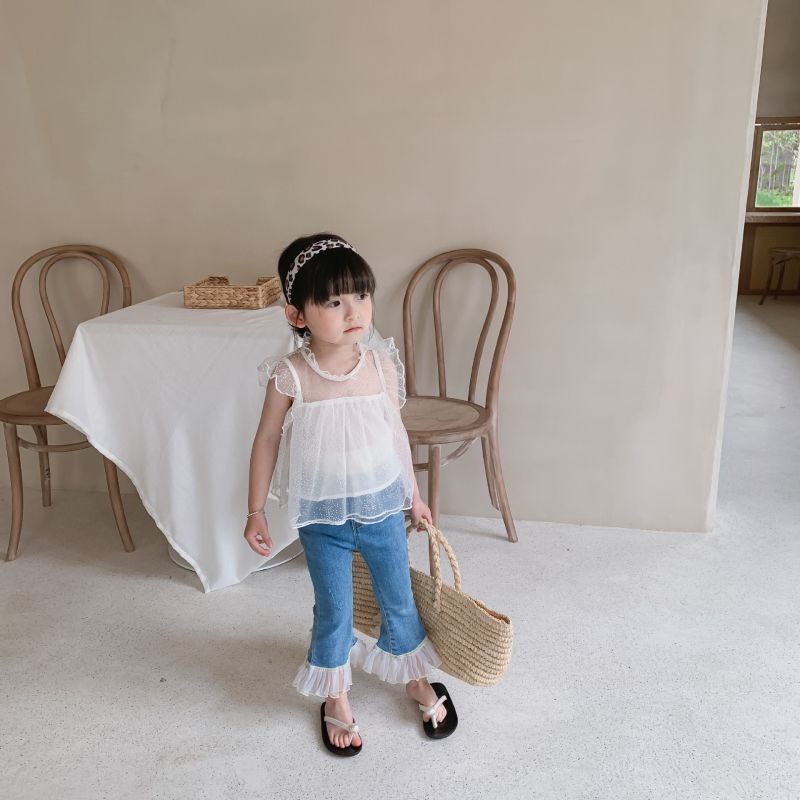 Áo Ren Lưới Mềm Mại Không Tay Thời Trang Mùa Hè Cho Bé Gái