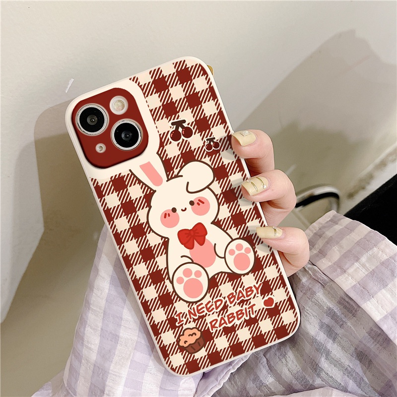 Ốp iphone kẻ caro I need baby rabit ốp lưng IPHONE 11 X XR XSMAX 11PROMAX 12 12PRO MAX 13 13 PROMAX vuông cạnh