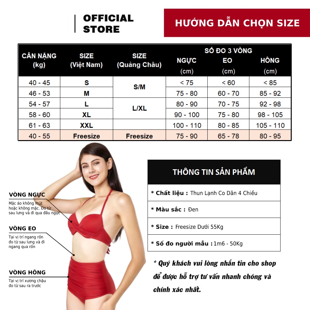 Bộ Bơi Nữ 2 mảnh Cạp Cao Freesize Bin Sports BHV119
