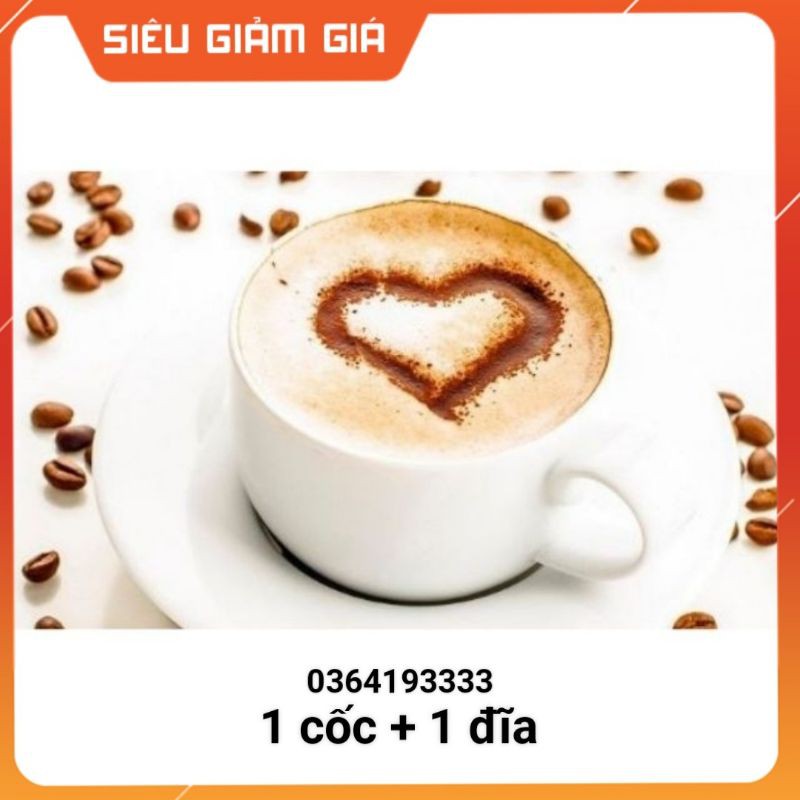 Cốc sứ trắng Bát Tràng kèm đĩa Chén cafe