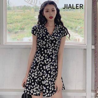 Đầm Hoa Ngắn Tay Size M-2xl Phong Cách Retro Pháp Cho Nữ