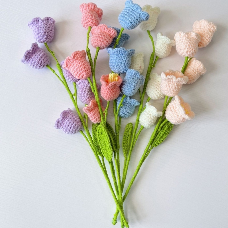 Bó Hoa Hướng Dương / Hoa Hồng Giả Bằng Cotton Đan Tay Lãng Mạn Trang Trí Tiệc Cưới