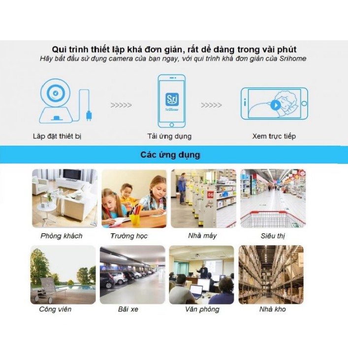 Camera IP WIFI Trong nhà SriHome SH020 Xoay 360 độ 3.0MP (Siêu Nét) Tích Hợp Cảm Biến Cảnh Báo | BigBuy360 - bigbuy360.vn