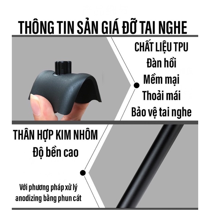 Giá Treo Tai Nghe Chụp Tai Kệ Đỡ Tai Nghe Bằng Nhựa ABS ,Nhôm Hợp Kim Chống Xước Trơn Trượt Phù Hợp Nhiều Loại Tai Nghe