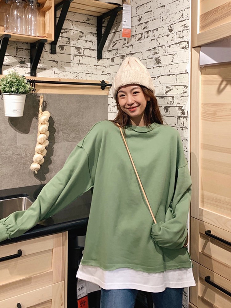 [Áo sweater form rộng nữ] Áo sweater nữ form rộng dài 2 lớp đen, trắng chất nỉ đẹp giá rẻ order quảng châu | BigBuy360 - bigbuy360.vn