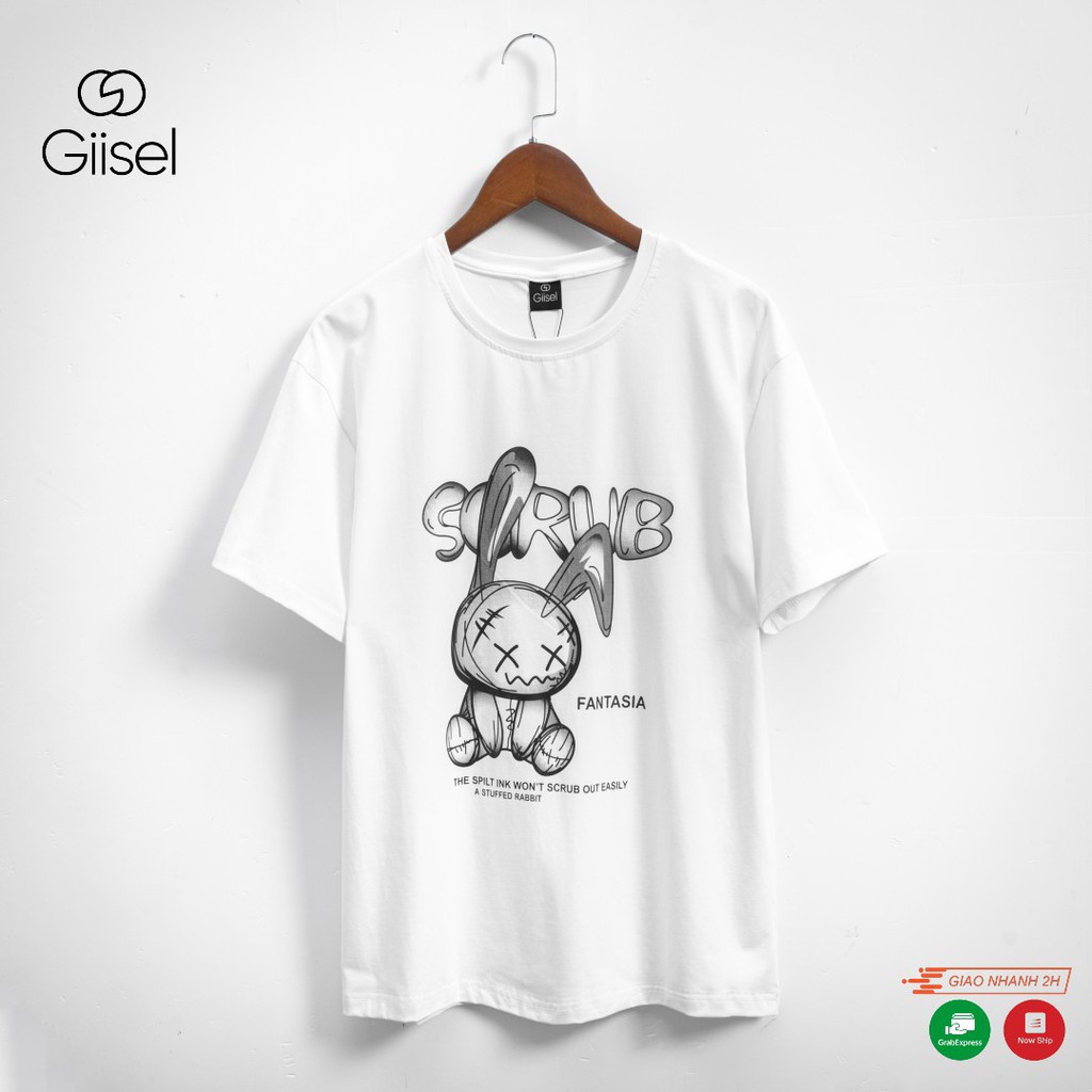 Áo phông nam nữ thun unisex tay lỡ form rộng oversize tee COTTON cổ tròn in hình màu đen trắng đẹp hiệu Giisel