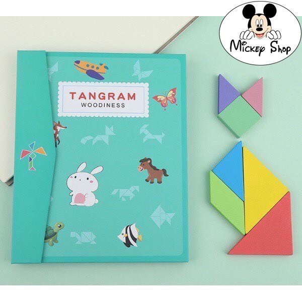 Đồ Chơi Trí Tuệ,  Xếp hình tư duy Tangram có kèm sách từ tính cho trẻ rèn luyện tư duy sáng tạo