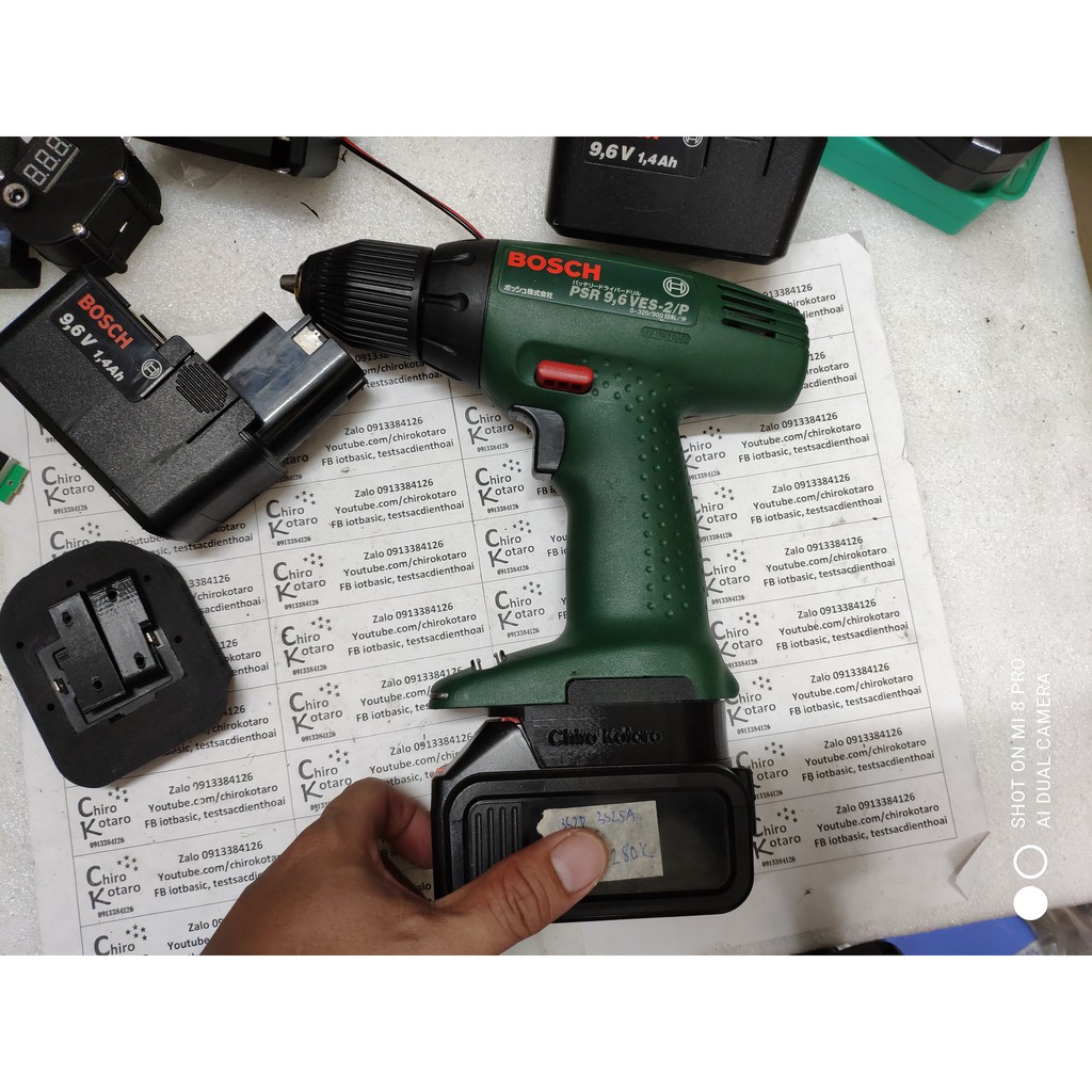 Đế chuyển pin máy khoan, vit Bosch 9.6V NiCD sang dùng hộp pin cài Makita