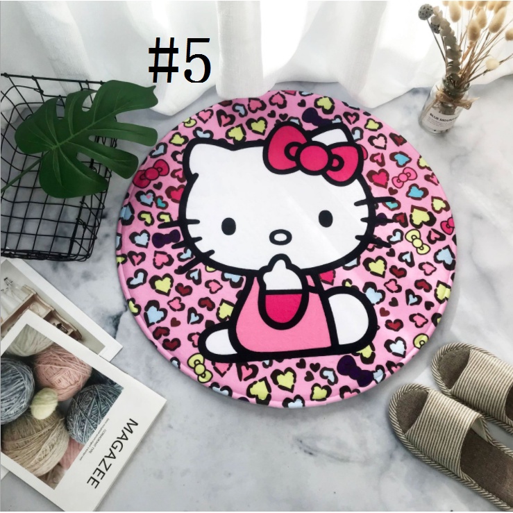 Thảm Chùi Chân Chống Trượt Hình Tròn Hello Kitty Dễ Thương 365