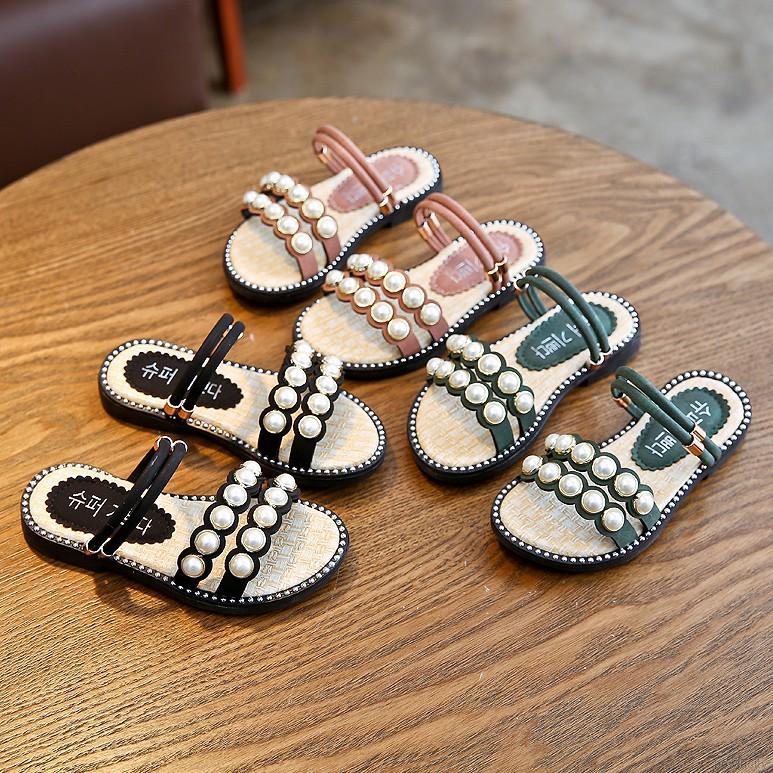 Dép chống trượt đính ngọc trai phong cách Hàn Quốc cho bé gái