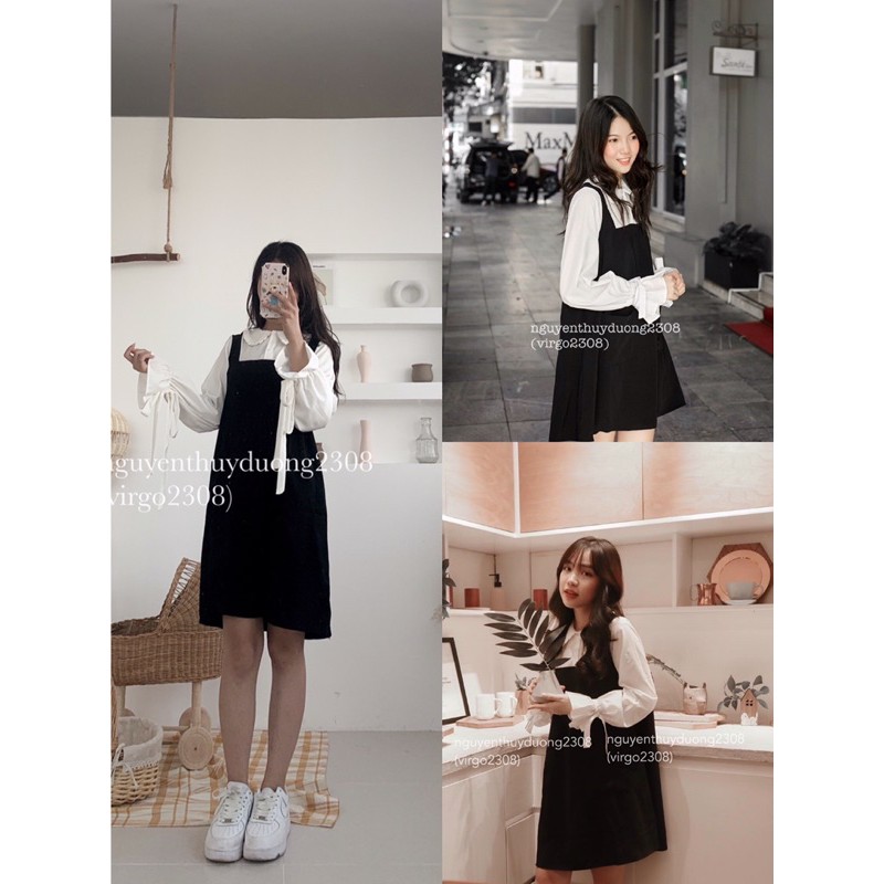 Váy yếm liền tay túm phong cách Ulzzang