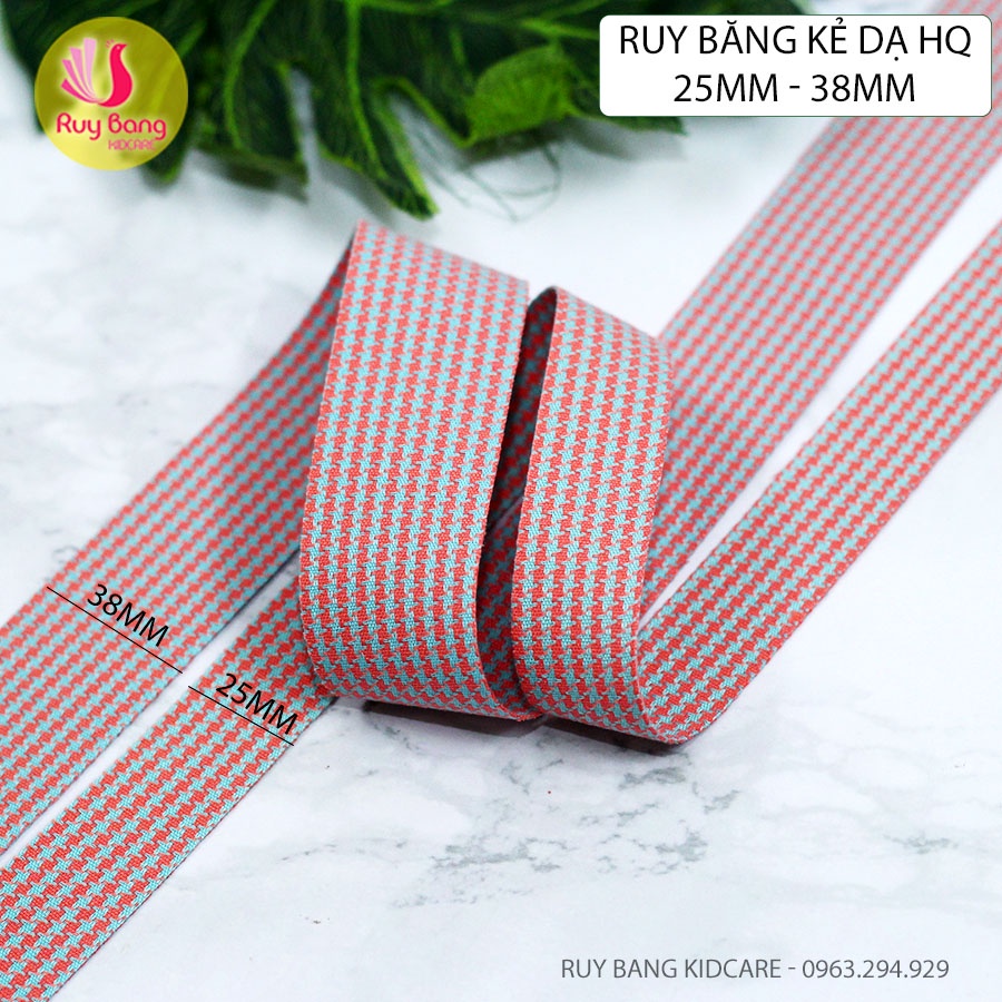 Ruy băng kẻ dạ HQ RB2235 dùng làm nơ cài áo, kẹp tóc...