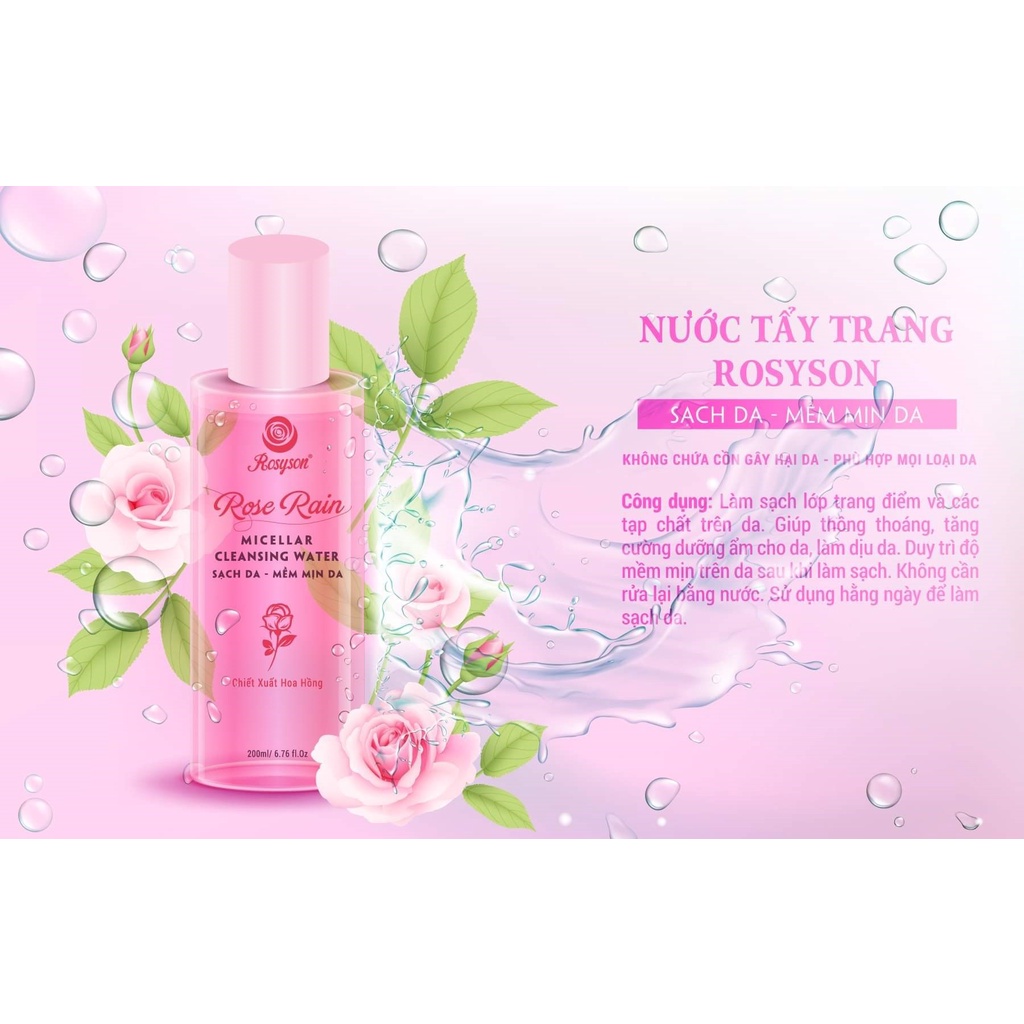 nước tẩy trang rosy sweet love toner hoa hồng rosy hàng chính hãng