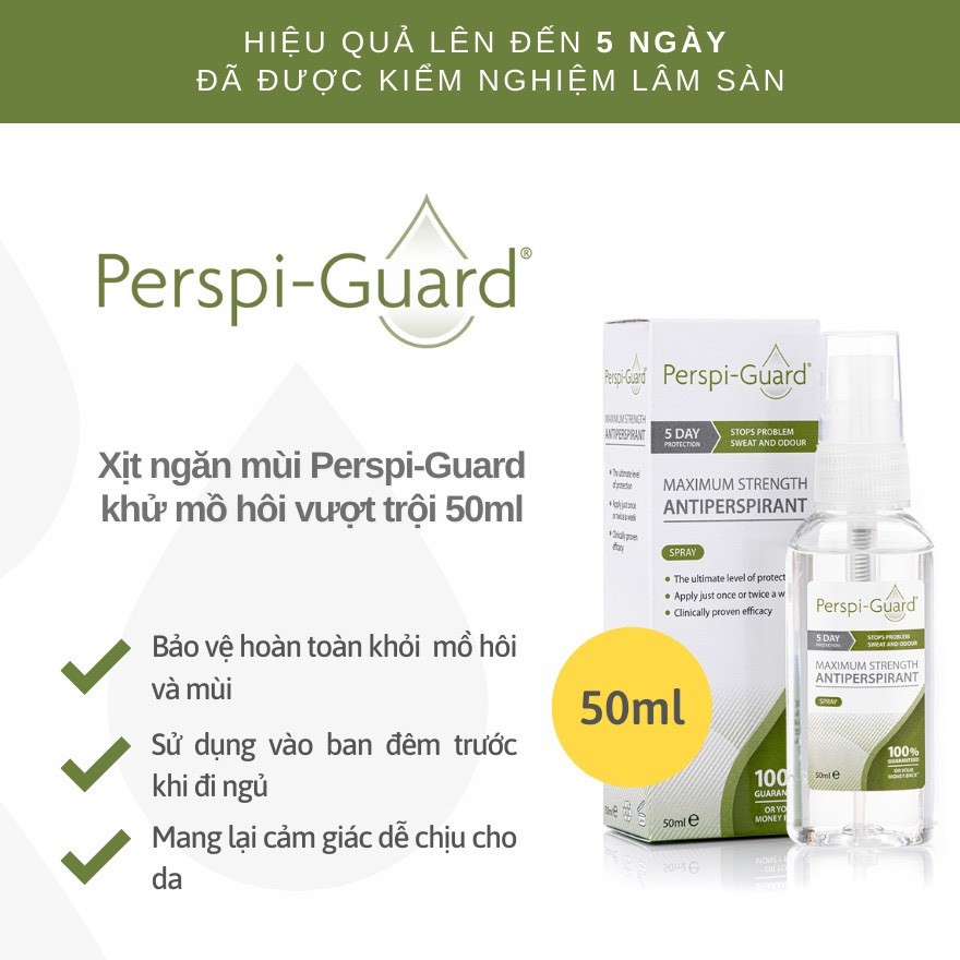 Xịt ngăn mồ hôi toàn thân hiệu quả tối đa Perspi-Guard Maximum Strength Antiperspirant Spray 50ml