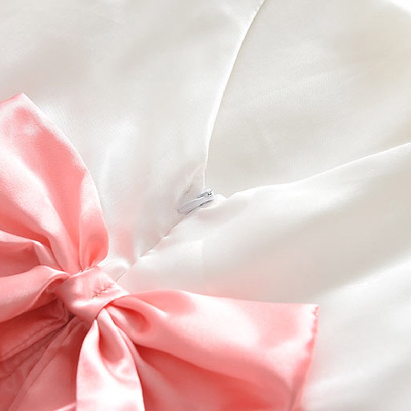 BEAR LEADER Đầm Công Chúa Phối Ren Đính Nơ Màu Trơn Đính Ngọc Trai Thời Trang Mùa Hè Xinh Xắn Cho Bé Gái