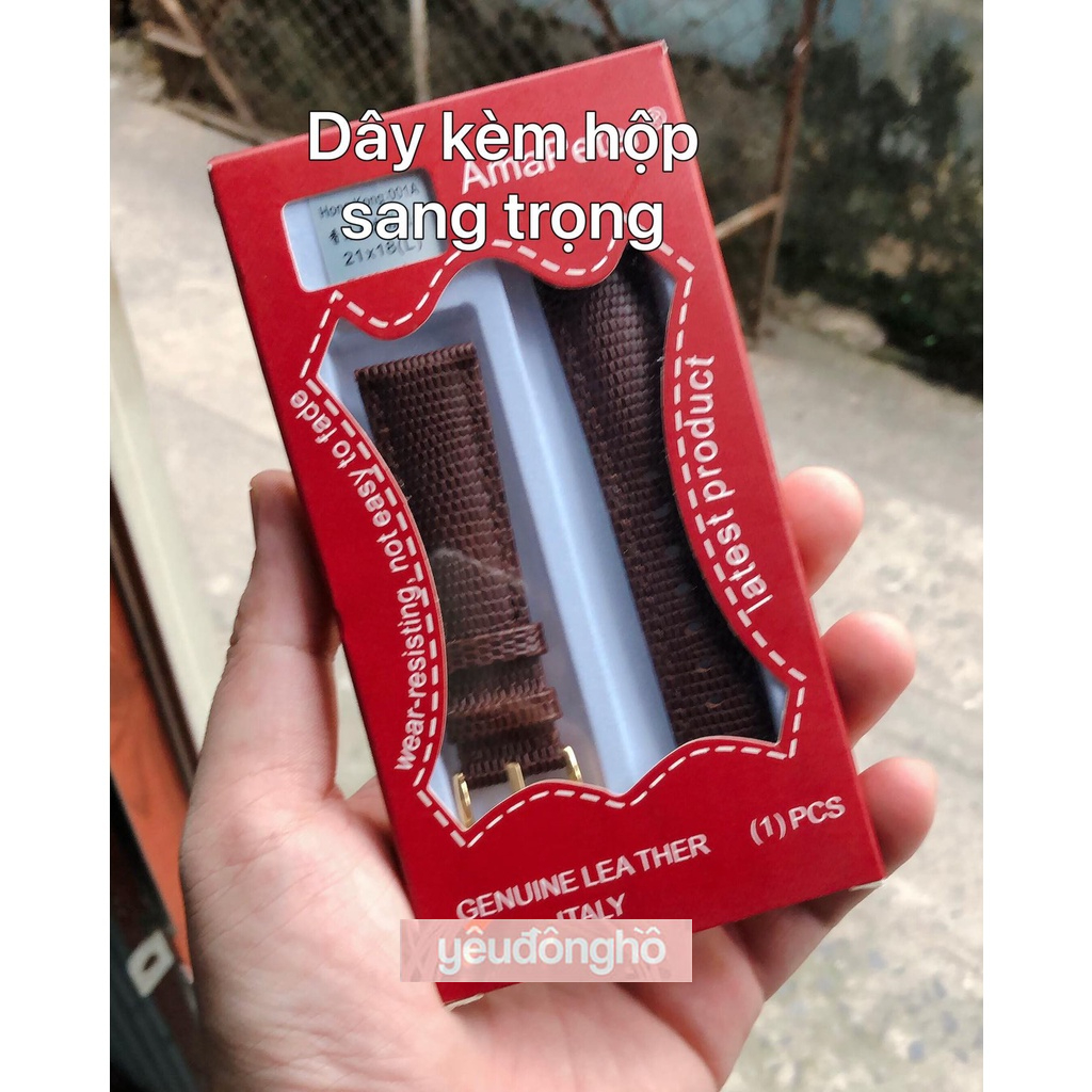 Dây Đồng Hồ Da Bò Dập Vân Kiểu Movado Kèm Khóa [Tặng kèm dụng cụ thay dây]