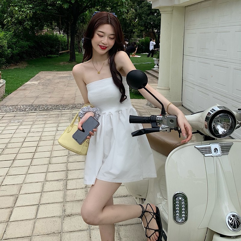 Áo liền quần Xiaozhainv ống rộng hở vai quyến rũ cho nữ