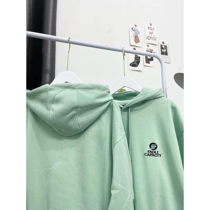 Áo hoodie nỉ có mũ trùm đầu màu xanh ngọc bích, áo khoác form rộng unisex kiểu dáng thời trang năng động