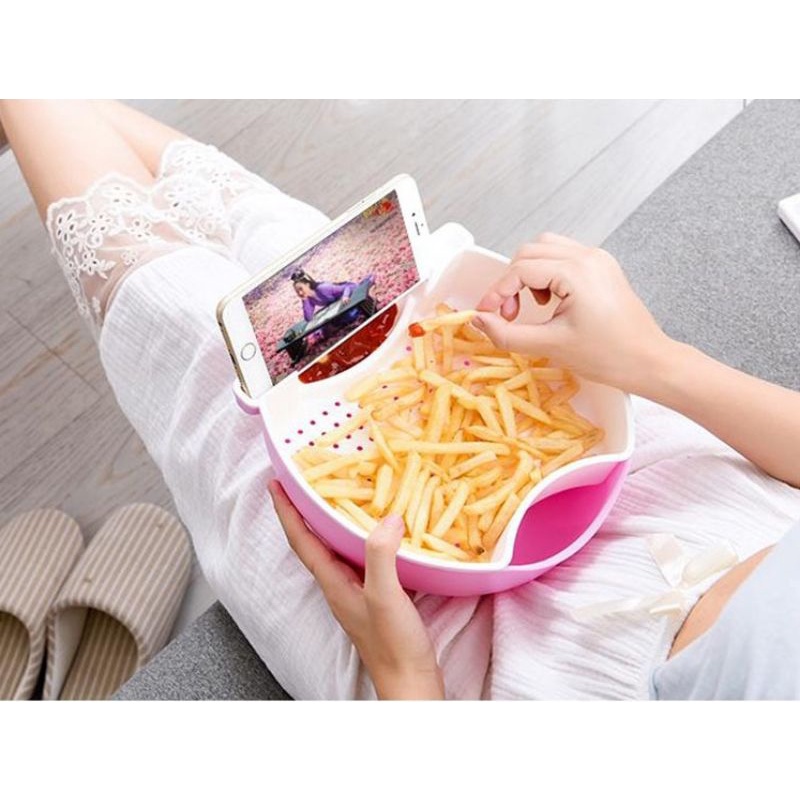 Giỏ trái cây sáng tạo có kệ đựng điện thoại,,,